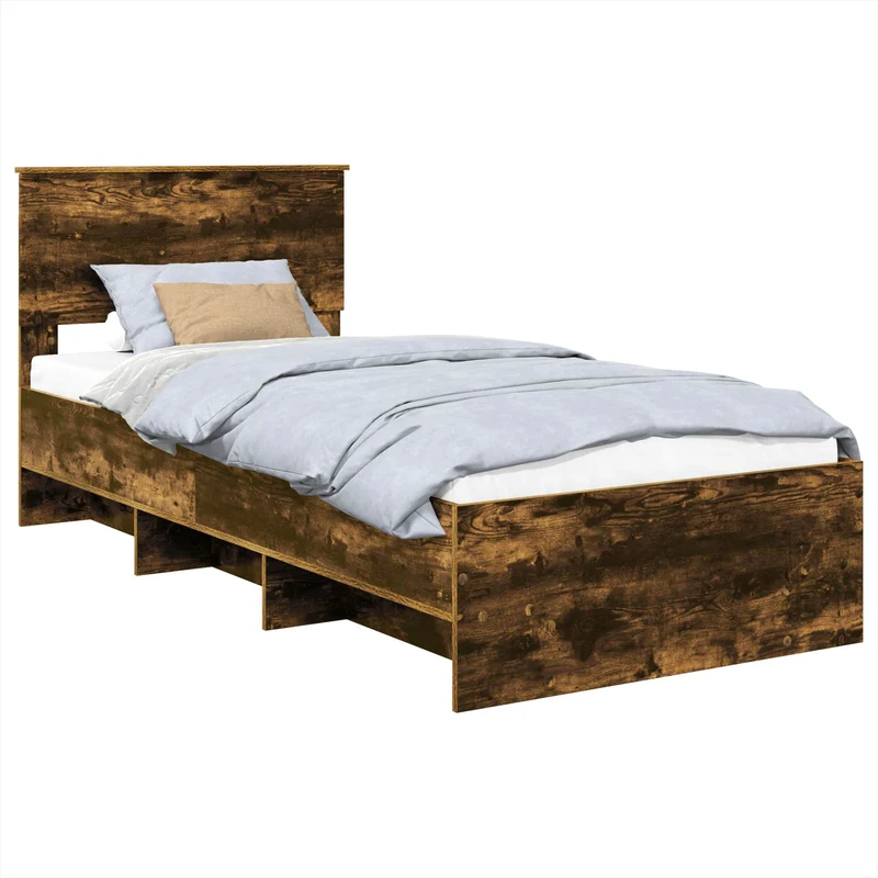 Bed Frame Smoked Oak 100 x 200 cm Engineered Wood