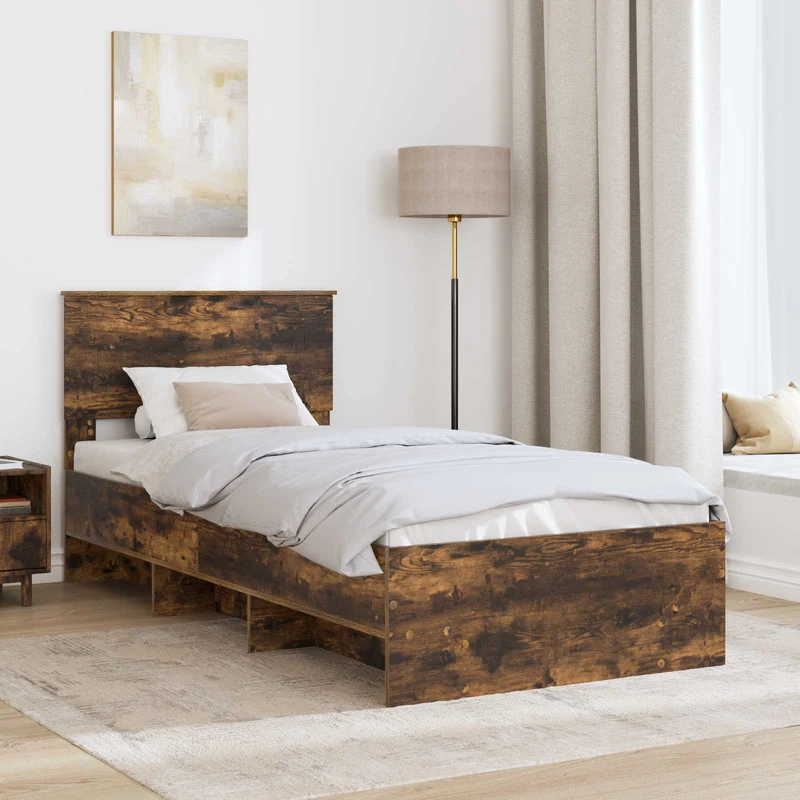 Bed Frame Smoked Oak 100 x 200 cm Engineered Wood