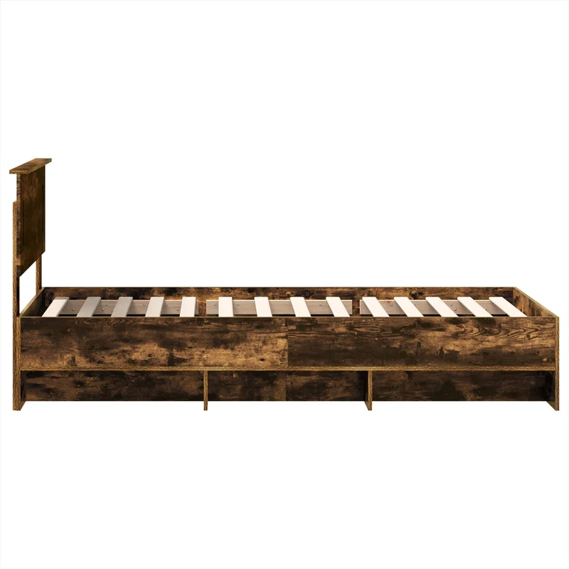 Bed Frame Smoked Oak 100 x 200 cm Engineered Wood
