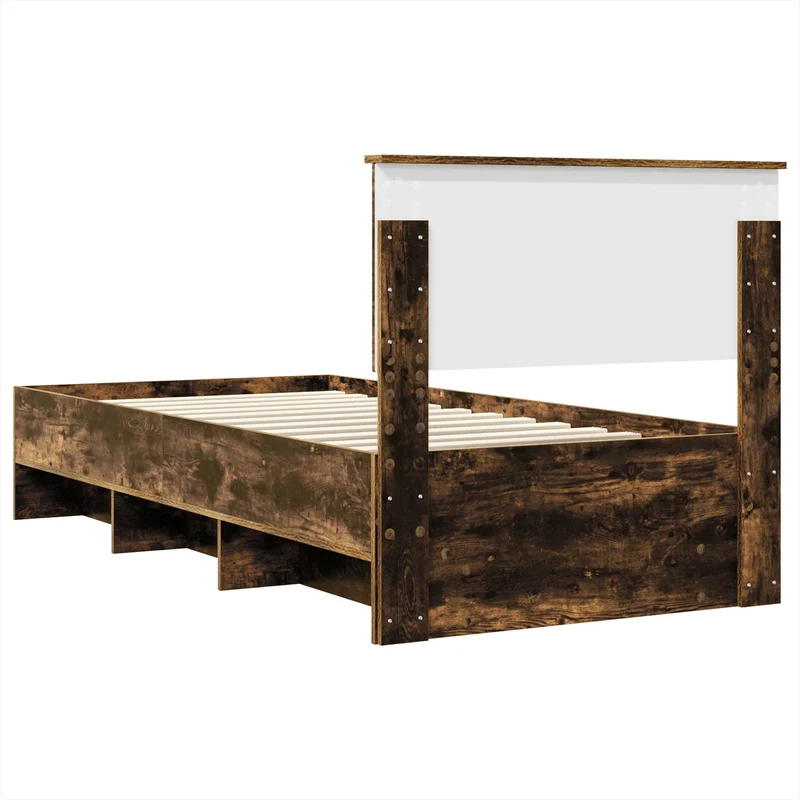 Bed Frame Smoked Oak 100 x 200 cm Engineered Wood