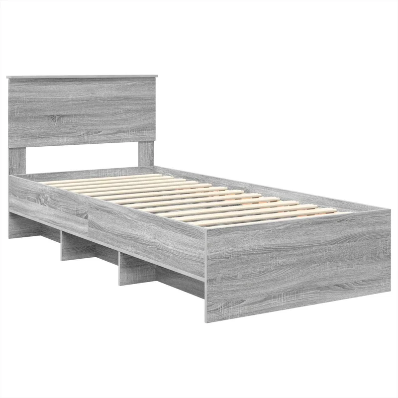 Bed Frame Grey Sonoma 100 x 200 cm Engineered Wood