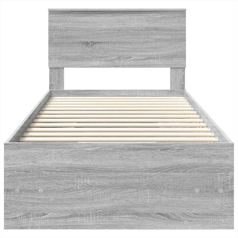 Bed Frame Grey Sonoma 100 x 200 cm Engineered Wood
