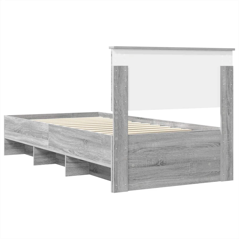 Bed Frame Grey Sonoma 100 x 200 cm Engineered Wood
