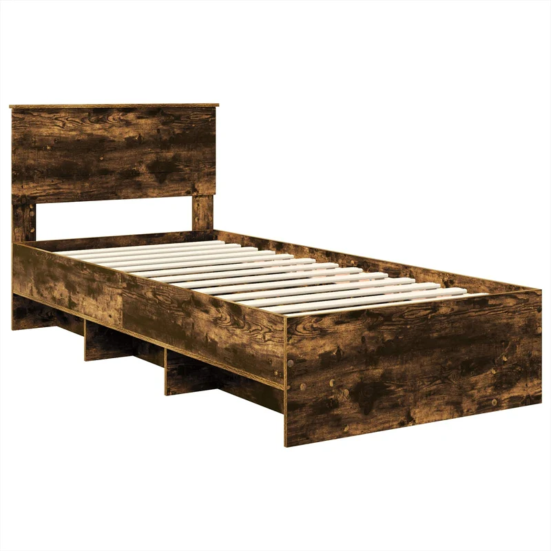 Bed Frame Smoked Oak 90 x 190 cm Engineered Wood