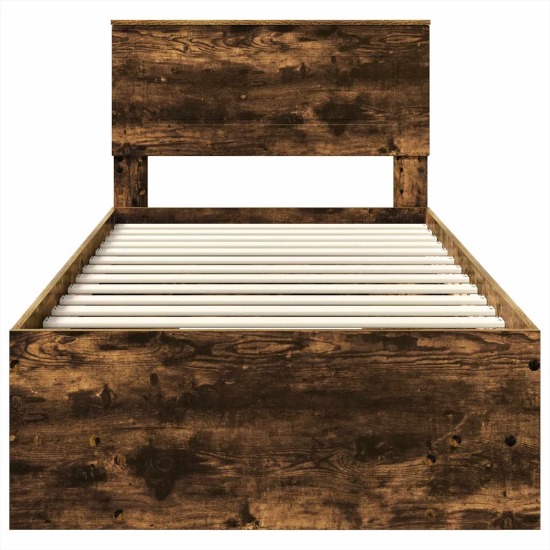 Bed Frame Smoked Oak 90 x 190 cm Engineered Wood
