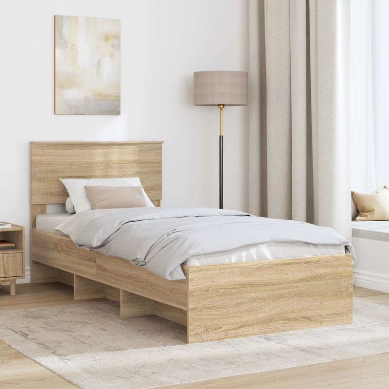 Bed Frame Sonoma Oak 75 x 190 cm Engineered Wood