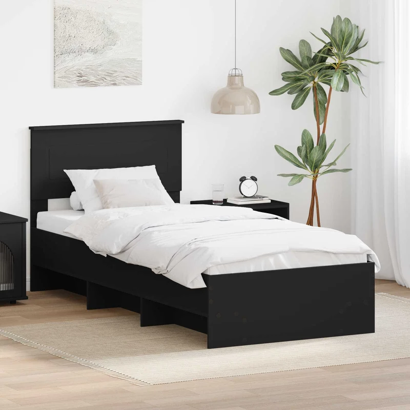 Bed Frame Black 75 x 190 cm Engineered Wood