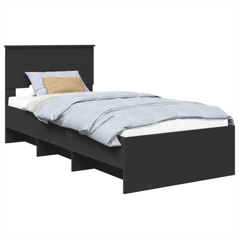 Bed Frame Black 75 x 190 cm Engineered Wood