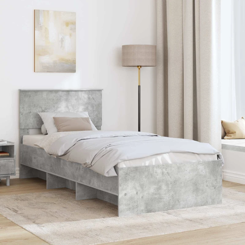 Bed Frame Concrete Grey 75 x 190 cm Engineered Wood
