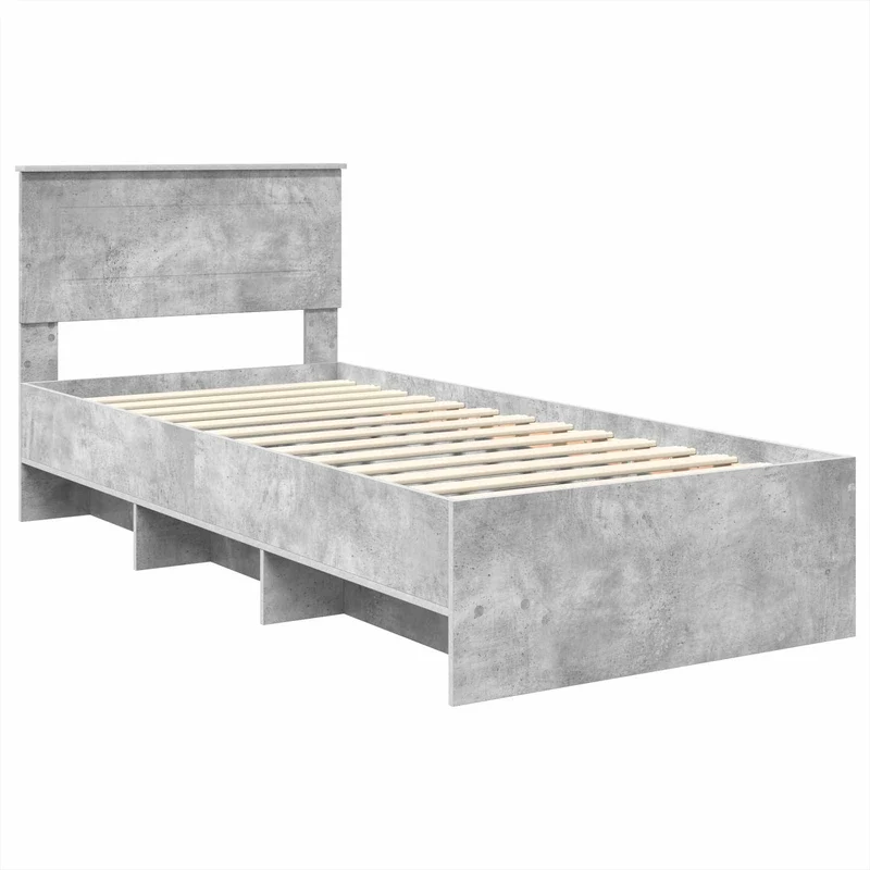 Bed Frame Concrete Grey 75 x 190 cm Engineered Wood