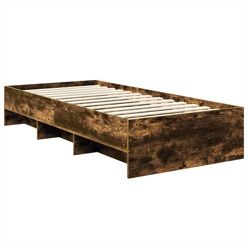 Bed Frame Smoked Oak 75 x 190 cm Engineered Wood
