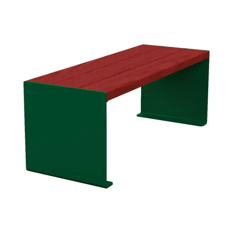 Banquette acier et bois KUB 450, 1 200 ou 1 800 mm, piétement acier 8 mm, assise bois exotique lasuré