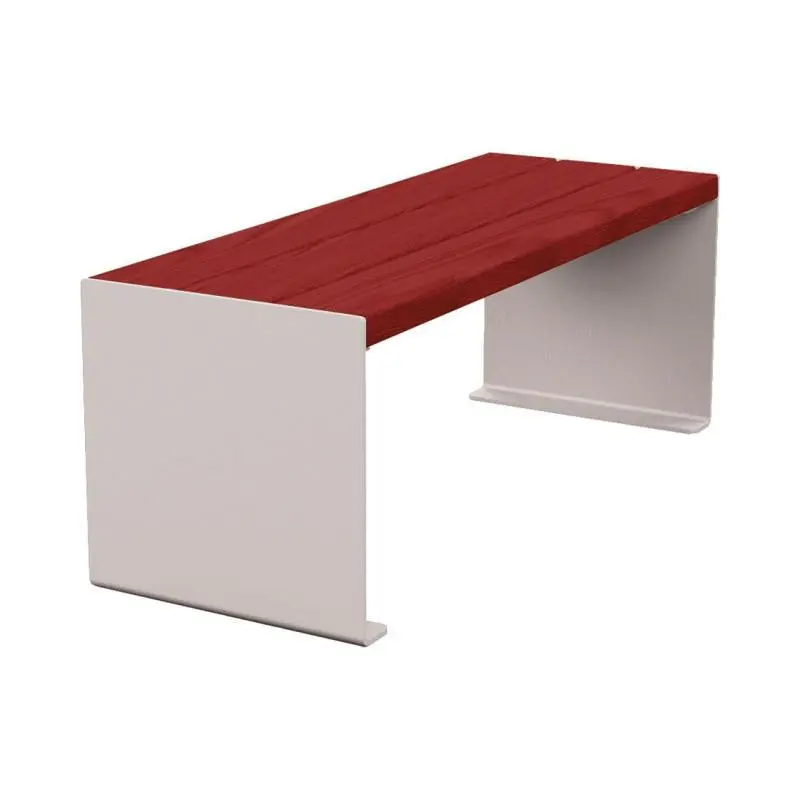 Banquette acier et bois KUB 450, 1 200 ou 1 800 mm, piétement acier 8 mm, assise bois exotique lasuré