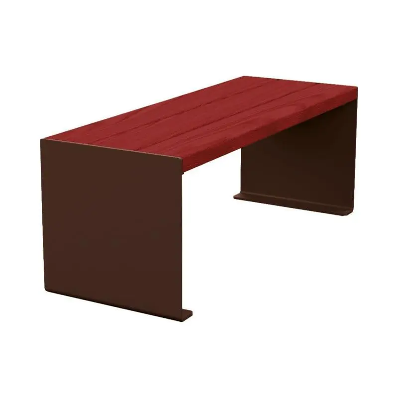 Banquette acier et bois KUB 450, 1 200 ou 1 800 mm, piétement acier 8 mm, assise bois exotique lasuré