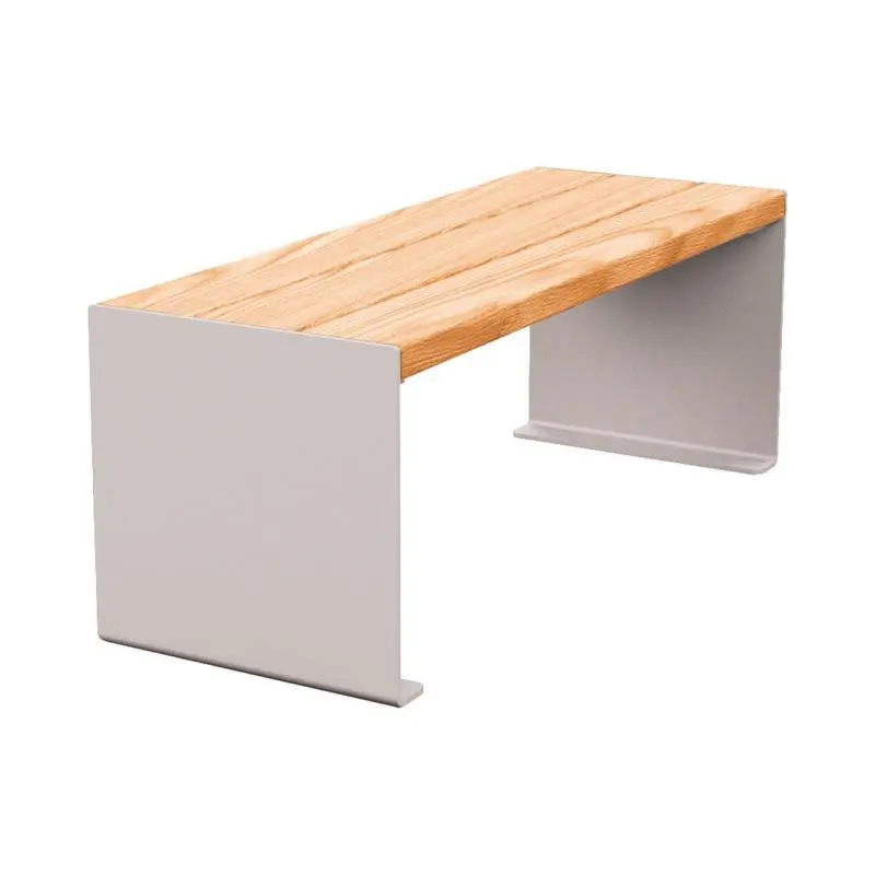 Banquette acier et bois KUB 450, 1 200 ou 1 800 mm, piétement acier 8 mm, assise bois exotique lasuré