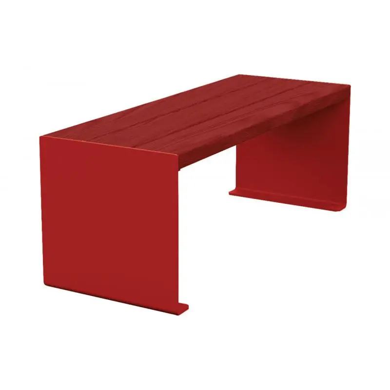 Banquette acier et bois KUB 450, 1 200 ou 1 800 mm, piétement acier 8 mm, assise bois exotique lasuré