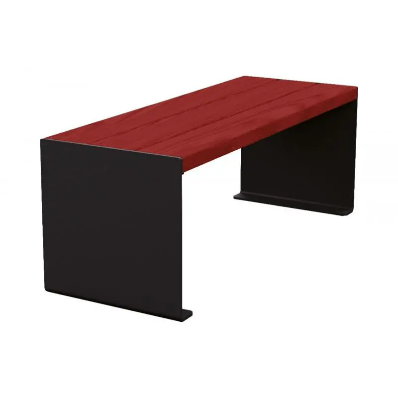 Banquette acier et bois KUB 450, 1 200 ou 1 800 mm, piétement acier 8 mm, assise bois exotique lasuré