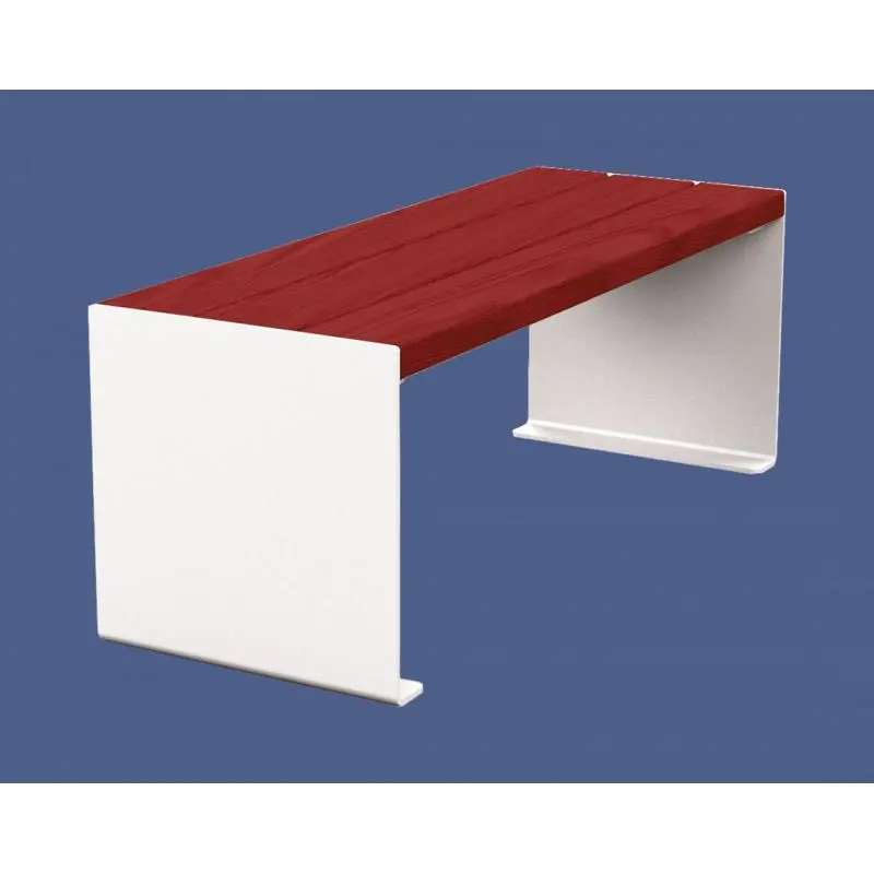 Banquette acier et bois KUB 450, 1 200 ou 1 800 mm, piétement acier 8 mm, assise bois exotique lasuré