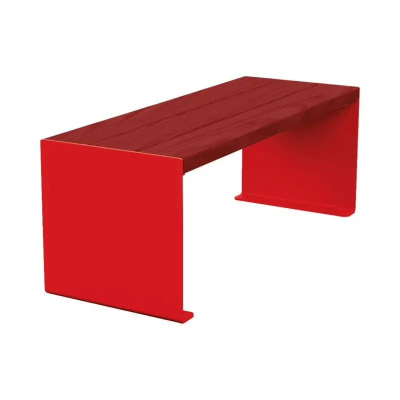 Banquette acier et bois KUB 450, 1 200 ou 1 800 mm, piétement acier 8 mm, assise bois exotique lasuré
