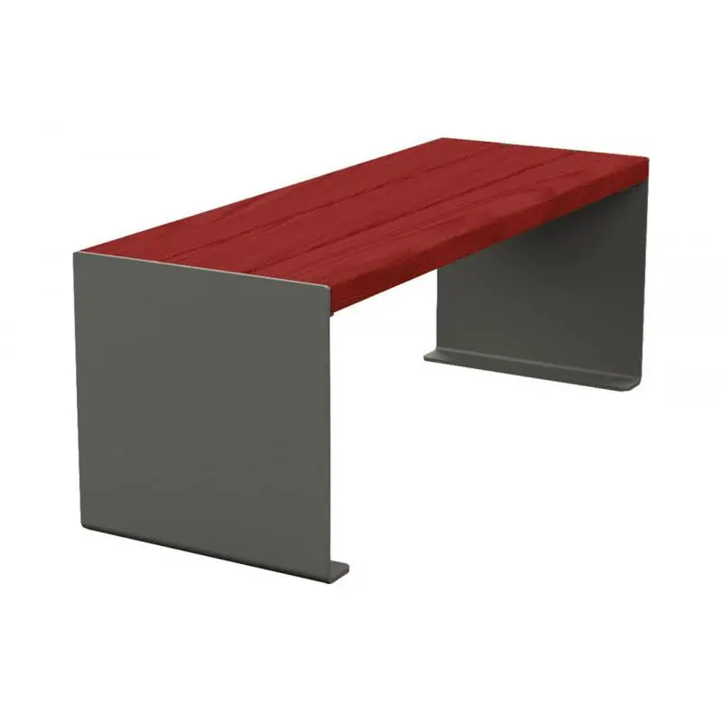 Banquette acier et bois KUB 450, 1 200 ou 1 800 mm, piétement acier 8 mm, assise bois exotique lasuré