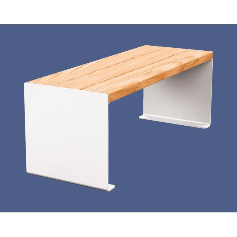 Banquette acier et bois KUB 450, 1 200 ou 1 800 mm, piétement acier 8 mm, assise bois exotique lasuré