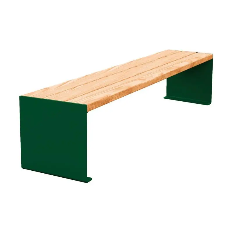Banquette acier et bois KUB 450, 1 200 ou 1 800 mm, piétement acier 8 mm, assise bois exotique lasuré