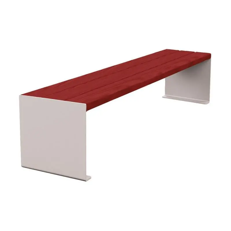 Banquette acier et bois KUB 450, 1 200 ou 1 800 mm, piétement acier 8 mm, assise bois exotique lasuré