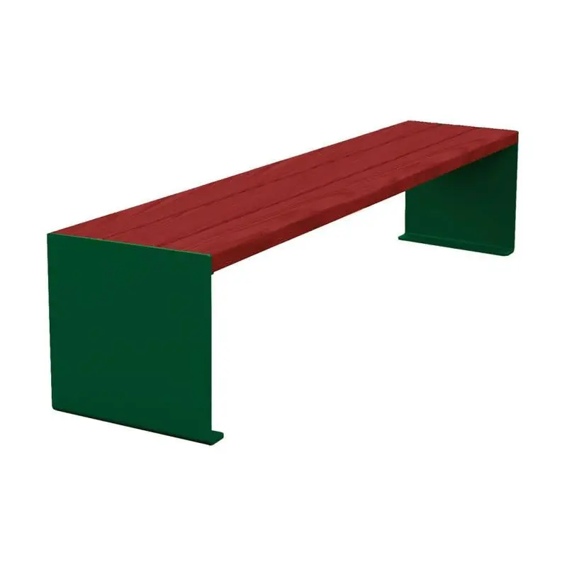 Banquette acier et bois KUB 450, 1 200 ou 1 800 mm, piétement acier 8 mm, assise bois exotique lasuré