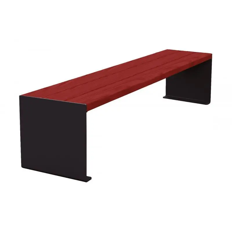 Banquette acier et bois KUB 450, 1 200 ou 1 800 mm, piétement acier 8 mm, assise bois exotique lasuré
