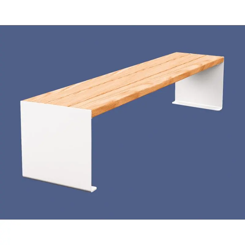 Banquette acier et bois KUB 450, 1 200 ou 1 800 mm, piétement acier 8 mm, assise bois exotique lasuré