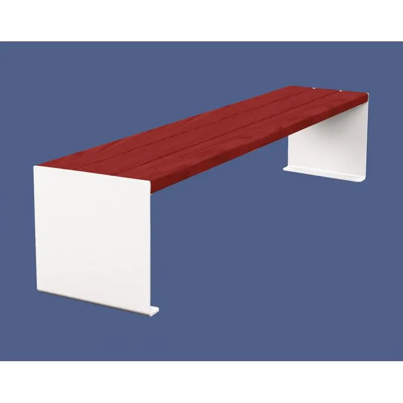 Banquette acier et bois KUB 450, 1 200 ou 1 800 mm, piétement acier 8 mm, assise bois exotique lasuré