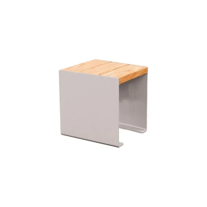 Banquette acier et bois KUB 450, 1 200 ou 1 800 mm, piétement acier 8 mm, assise bois exotique lasuré