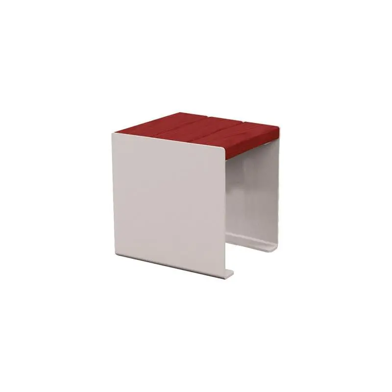 Banquette acier et bois KUB 450, 1 200 ou 1 800 mm, piétement acier 8 mm, assise bois exotique lasuré
