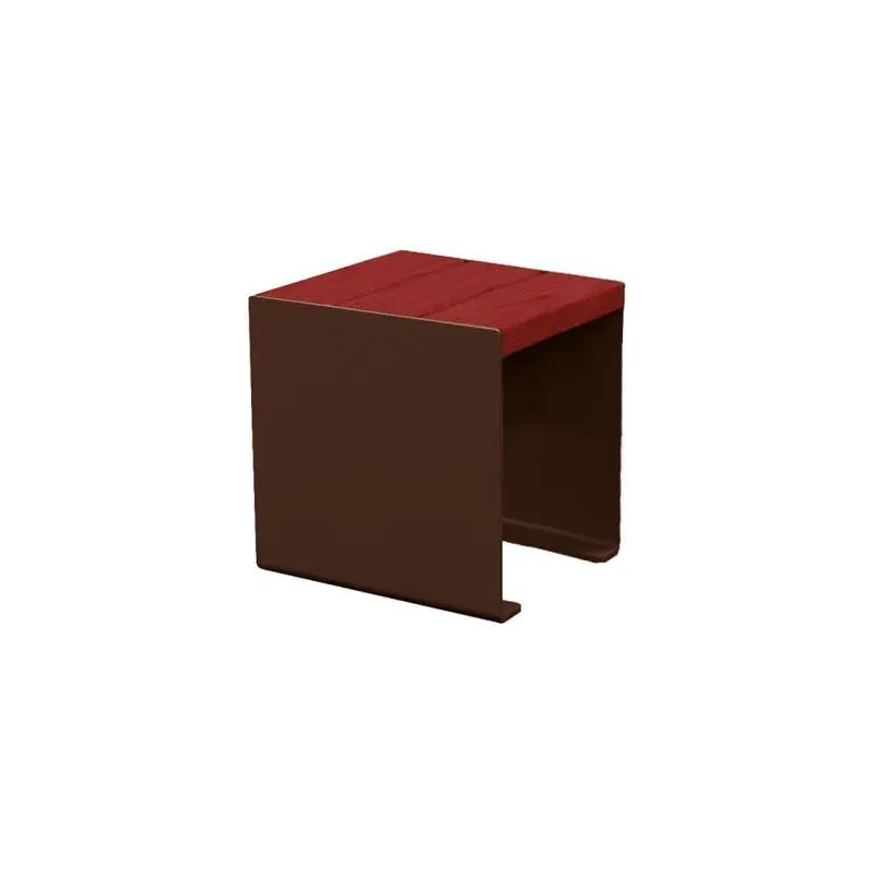 Banquette acier et bois KUB 450, 1 200 ou 1 800 mm, piétement acier 8 mm, assise bois exotique lasuré