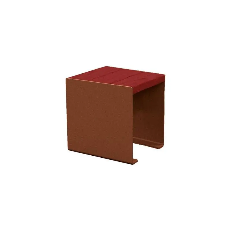 Banquette acier et bois KUB 450, 1 200 ou 1 800 mm, piétement acier 8 mm, assise bois exotique lasuré