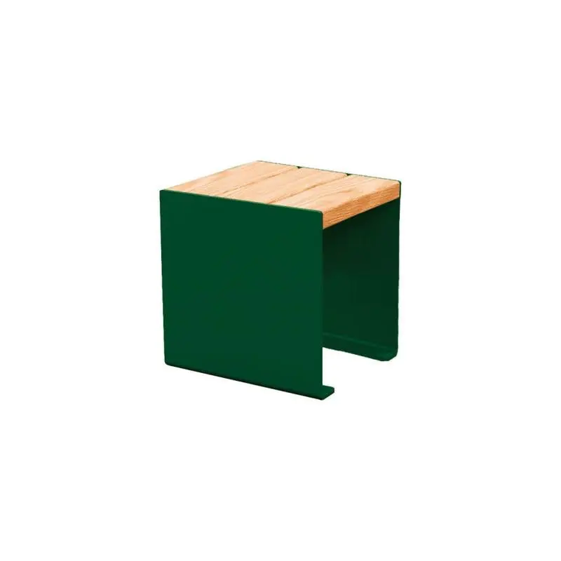 Banquette acier et bois KUB 450, 1 200 ou 1 800 mm, piétement acier 8 mm, assise bois exotique lasuré