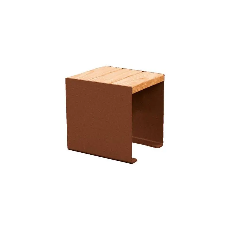 Banquette acier et bois KUB 450, 1 200 ou 1 800 mm, piétement acier 8 mm, assise bois exotique lasuré
