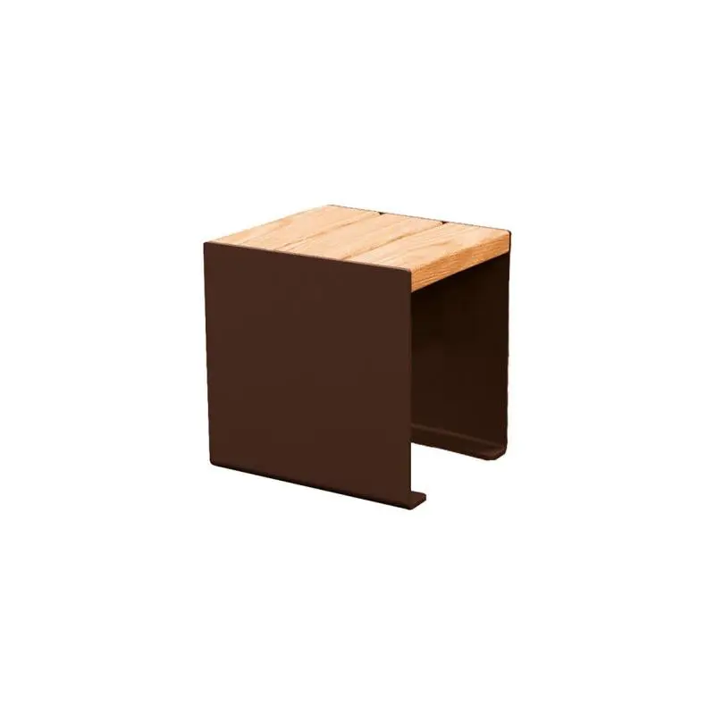Banquette acier et bois KUB 450, 1 200 ou 1 800 mm, piétement acier 8 mm, assise bois exotique lasuré