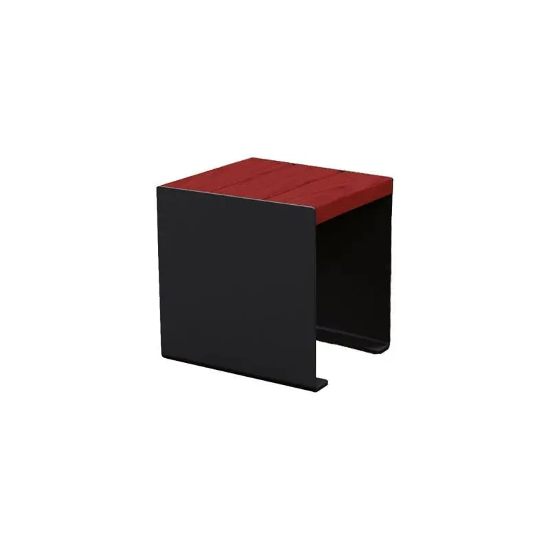 Banquette acier et bois KUB 450, 1 200 ou 1 800 mm, piétement acier 8 mm, assise bois exotique lasuré