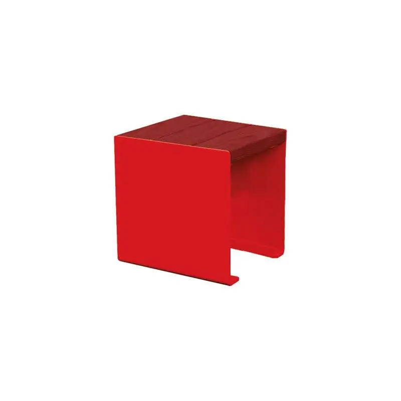 Banquette acier et bois KUB 450, 1 200 ou 1 800 mm, piétement acier 8 mm, assise bois exotique lasuré