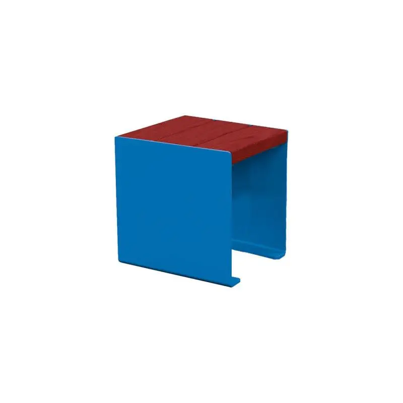 Banquette acier et bois KUB 450, 1 200 ou 1 800 mm, piétement acier 8 mm, assise bois exotique lasuré