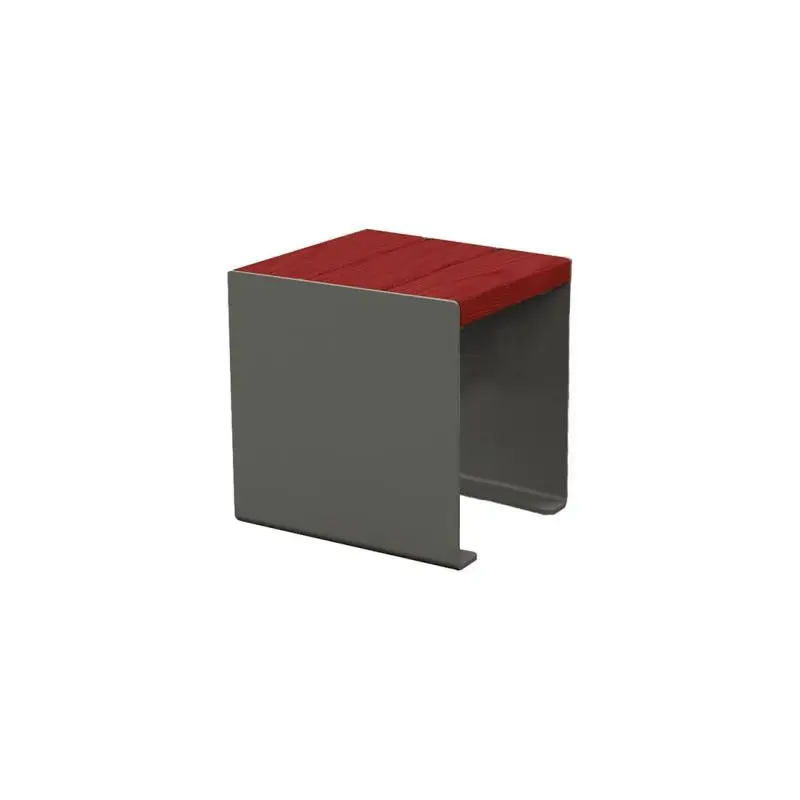 Banquette acier et bois KUB 450, 1 200 ou 1 800 mm, piétement acier 8 mm, assise bois exotique lasuré