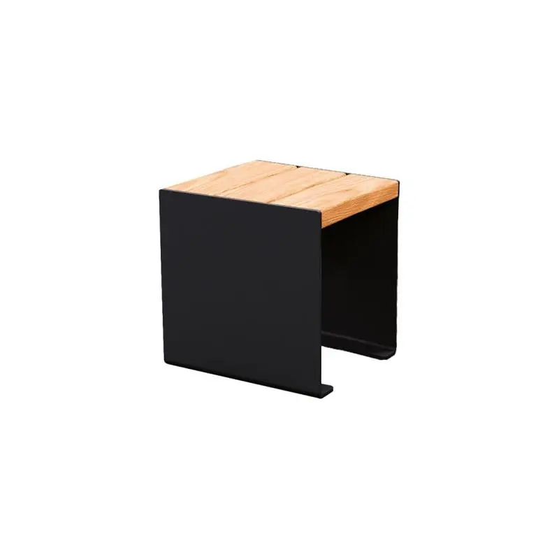 Banquette acier et bois KUB 450, 1 200 ou 1 800 mm, piétement acier 8 mm, assise bois exotique lasuré