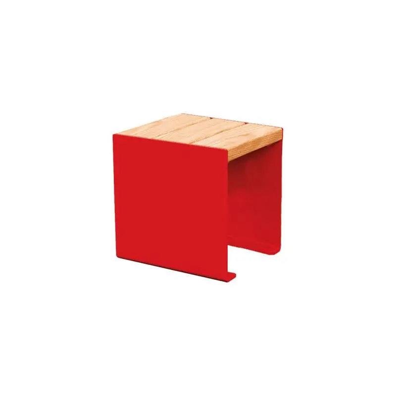 Banquette acier et bois KUB 450, 1 200 ou 1 800 mm, piétement acier 8 mm, assise bois exotique lasuré
