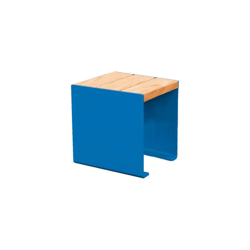 Banquette acier et bois KUB 450, 1 200 ou 1 800 mm, piétement acier 8 mm, assise bois exotique lasuré
