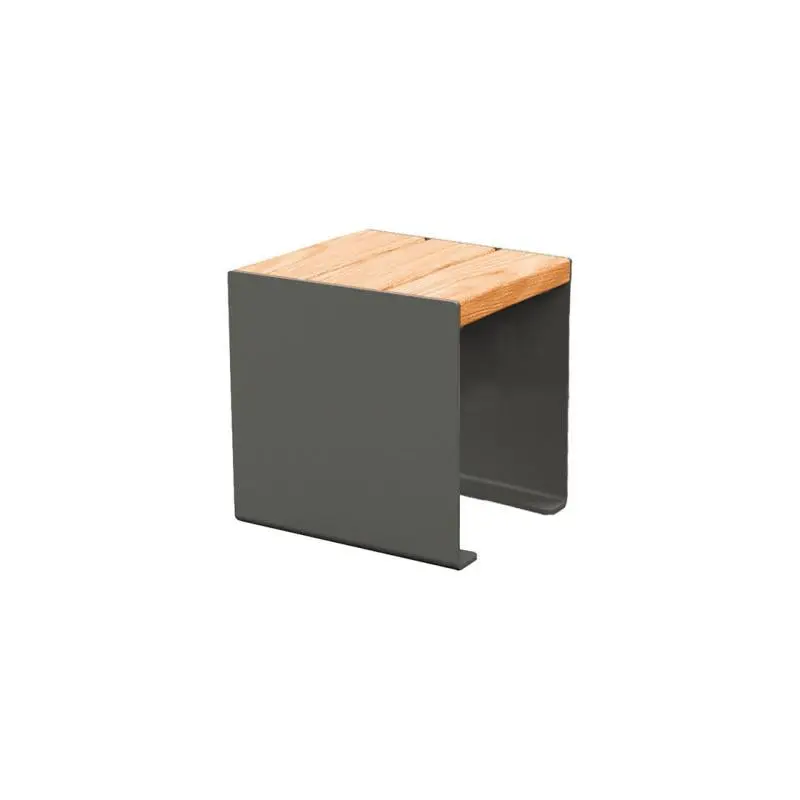Banquette acier et bois KUB 450, 1 200 ou 1 800 mm, piétement acier 8 mm, assise bois exotique lasuré