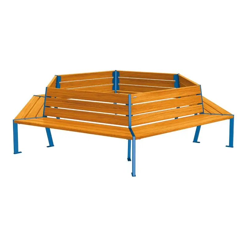 Banc tour d'arbre Silaos Ø intérieur 1 000 ou 2 000 mm, chêne PEFC et acier, avec dossier