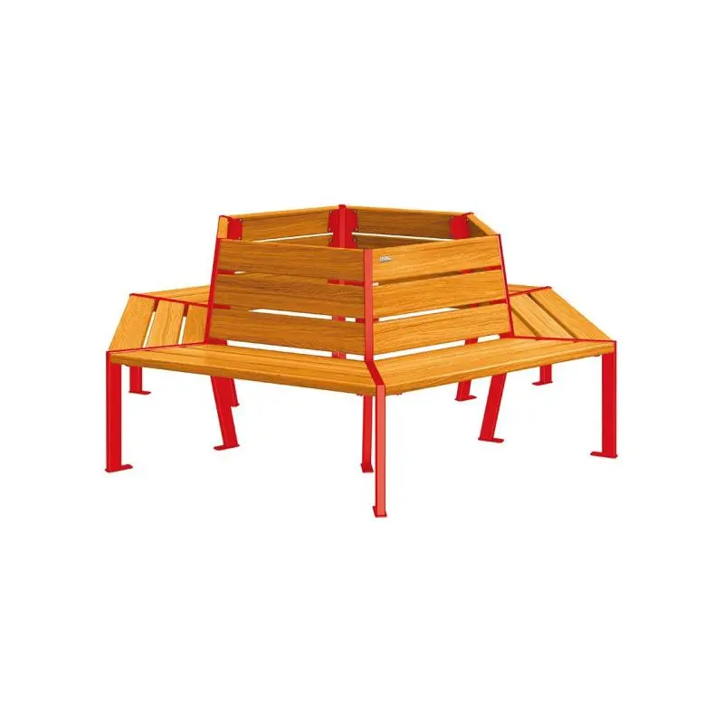 Banc tour d'arbre Silaos Ø intérieur 1 000 ou 2 000 mm, chêne PEFC et acier, avec dossier