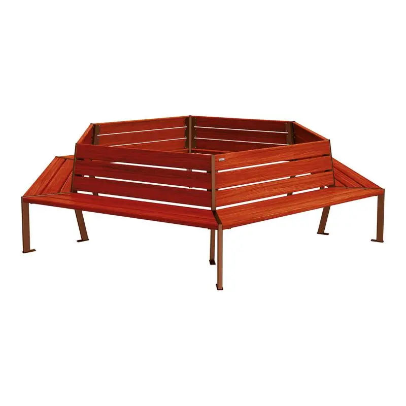 Banc tour d'arbre Silaos Ø intérieur 1 000 ou 2 000 mm, chêne PEFC et acier, avec dossier