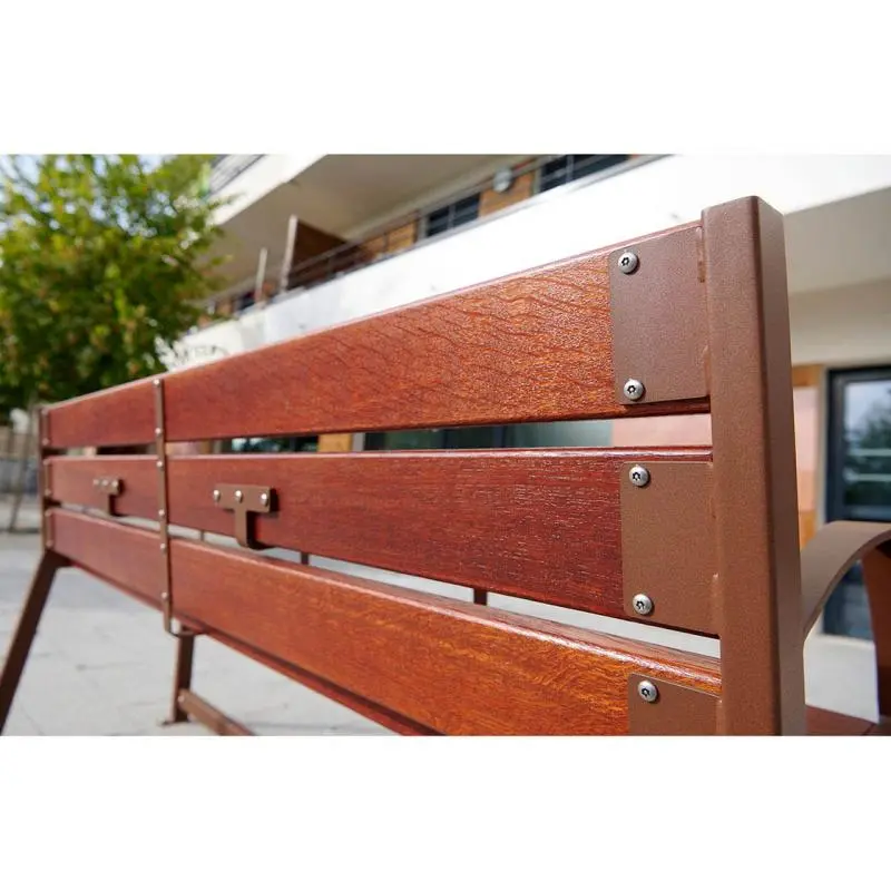 Banc Silaos spécial senior bois et acier 1 200 ou 1 800 mm, chêne PEFC, assise à 540 mm, repose-pieds